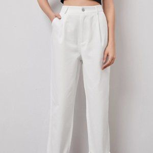 SHEIN White Straight-Leg Cuffed Pants Size XS/US 2